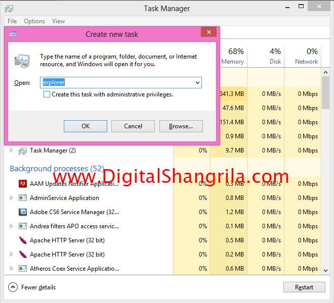 Windows Task Manager New Task