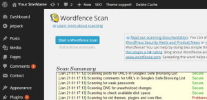 Scan wordpress site with Wordfence
