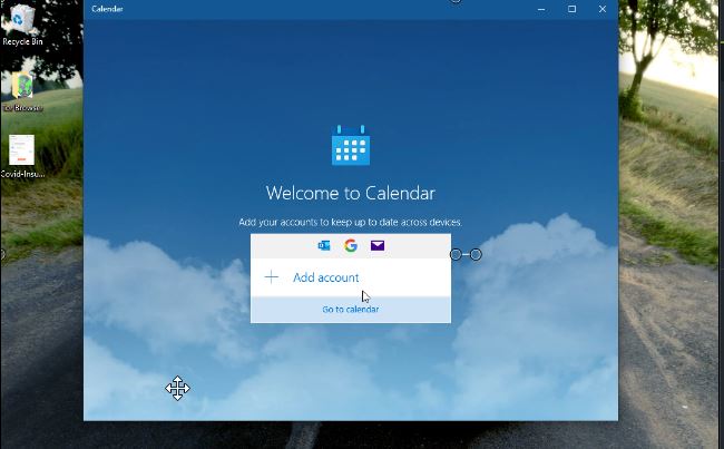 Windows Calendar App Welcome Screen